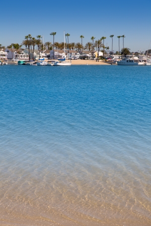 Newport Bay California Balboa Peninsula beach and Lido Island USAのeditorial素材