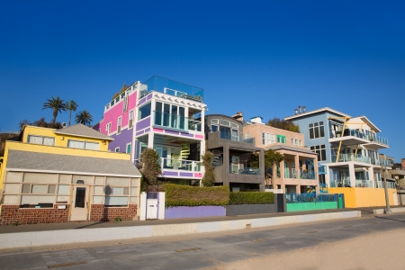 Santa Monica California beach colorful houses in USAのeditorial素材