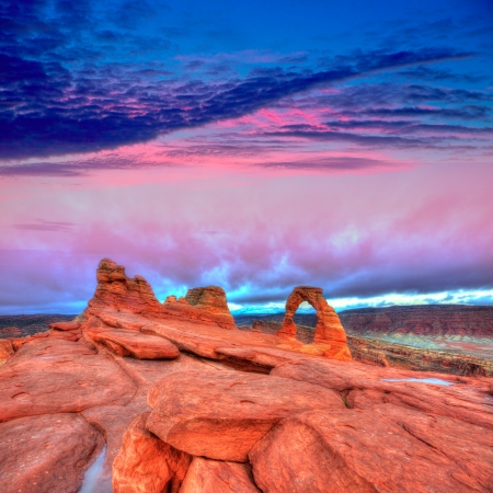 Arches National Park Delicate Arch sunset in Moab Utah USA の写真素材