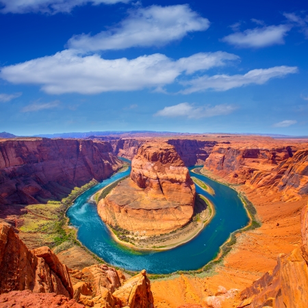 Arizona Horseshoe Bend meander of Colorado River in Glen Canyonの写真素材