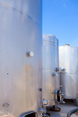 Fermentation tanks vessels in stainless steel in Mediterraneanの写真素材