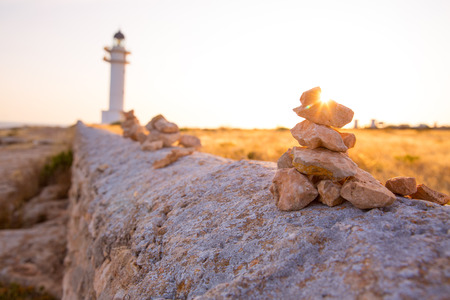 Barbaria cape Lighthouse in Formentera Mediterranean Balearic islands of Spainの写真素材