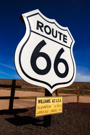 Route 66 road sign in Williams Arizona USAのeditorial素材