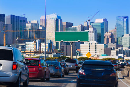 San Francisco city traffic in rush hour with downtown skyline California USAのeditorial素材