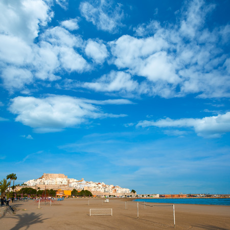 Peniscola Castle and beach in Castellon Valencian community of spainのeditorial素材