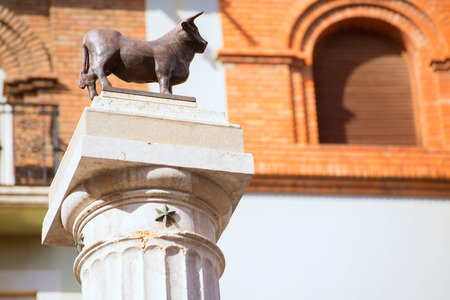 Aragon Teruel El Torico statue in Plaza Carlos Castel square at Spainの写真素材