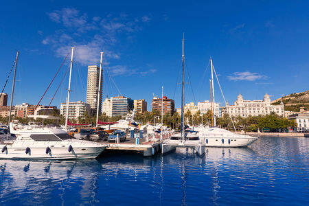 alicante port boats in Mediterranean Spain Valencian Communityの写真素材