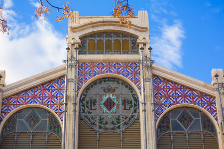 Valencia Mercado Central market facade in Spainのeditorial素材