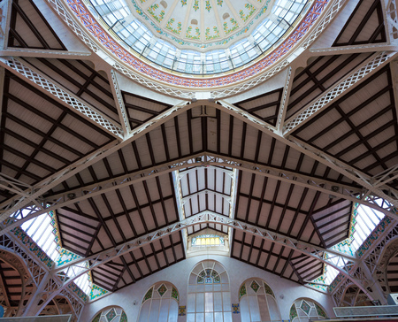 Valencia Mercado Central market dome indoor detail in Spainのeditorial素材