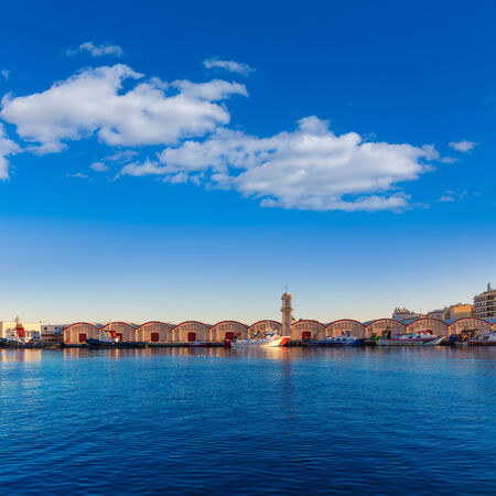 Gandia port puerto Valencia in sunset Mediterranean Spainの写真素材