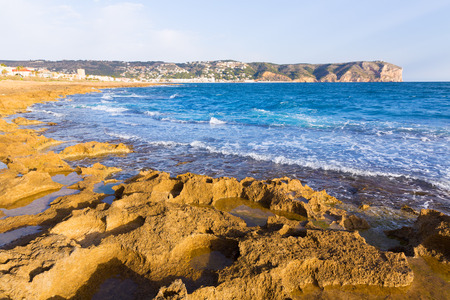 Javea Xabia Muntanyar beach Tosca stone at Alicante Mediterranean Spainの写真素材