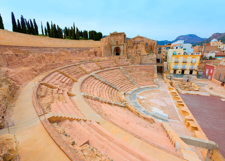 Cartagena Roman Amphitheater in Murcia at Spainの写真素材