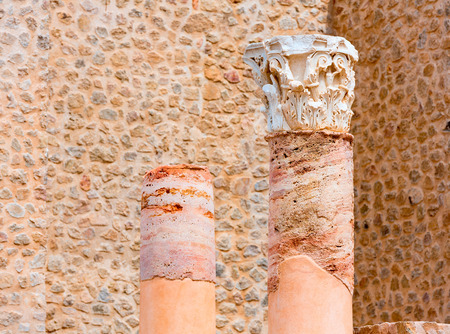Ancient columns in Cartagena Roman Amphitheater at Murcia Spainの写真素材