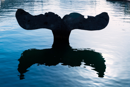 Whale tail sculpture in Cartagena port at Murcia Spain in Mediterraneanのeditorial素材