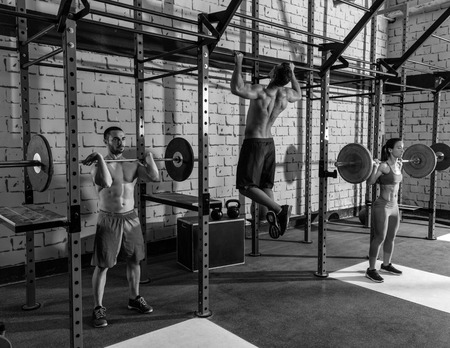 Barbell weight lifting group weightlifting workout exercise gym