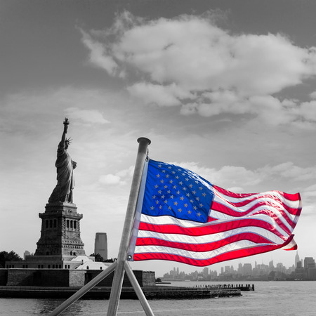 Statue of Liberty New York Manhattan background USA USの写真素材