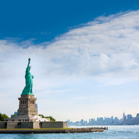 Statue of Liberty New York Manhattan background USA USの写真素材