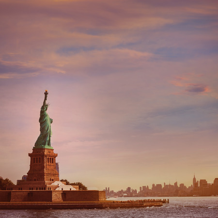 Statue of Liberty New York Manhattan background USA USの写真素材