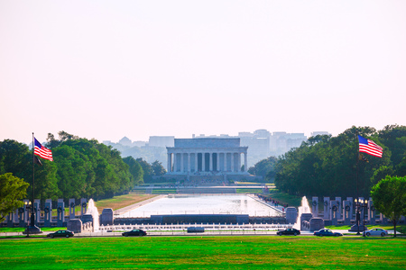 Abraham Lincoln Memorial building sunset Washington DC US USAのeditorial素材