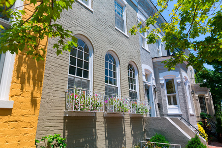 Georgetown historical district townhouses facades Washington DC in USAの写真素材