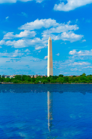 Washington Monument reflected in Tidal Basin District of Columbia USAのeditorial素材