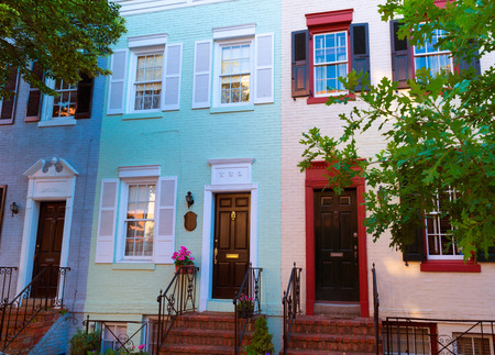Georgetown historical district townhouses facades Washington DC in USAの写真素材