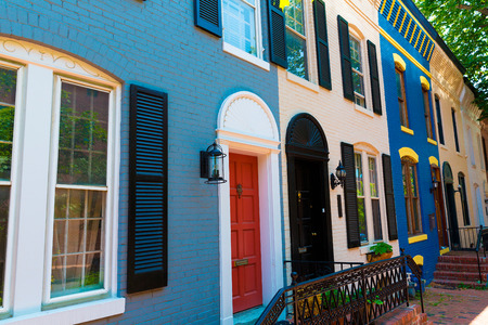 Georgetown historical district townhouses facades Washington DC in USAの写真素材