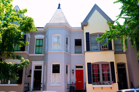 Georgetown historical district townhouses facades Washington DC in USAの写真素材