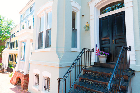 Georgetown historical district townhouses facades Washington DC in USAの写真素材