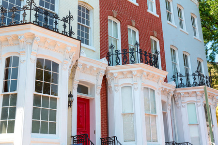Georgetown historical district townhouses facades Washington DC in USAの写真素材