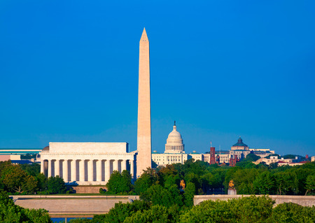 Washington DC skyline with Monument Capitol and Abraham Lincoln memorialのeditorial素材