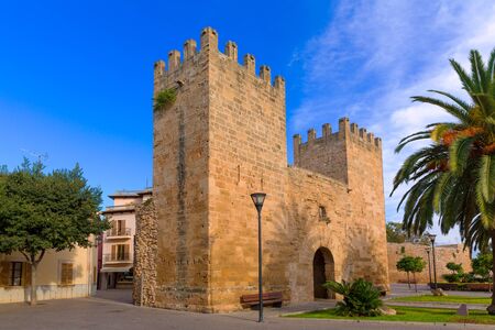 Alcudia Old Town in Majorca Porta des Moll Mallorca Balearic island of Spainの写真素材