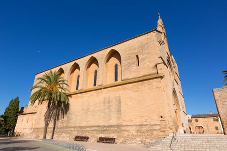Alcudia Old Town Sant Jaume church in Majorca Mallorca Balearic island of Spainの写真素材