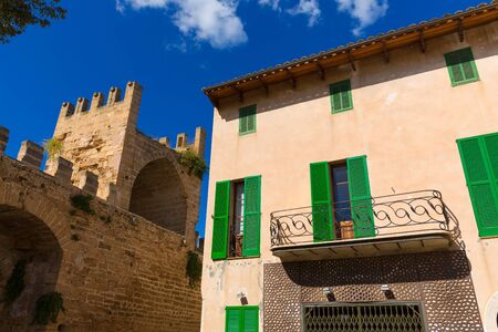Alcudia Old Town fortres wall in Majorca Mallorca Balearic island of Spain