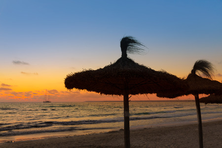 Majorca Sunset in Es Trenc beach in Campos of Mallorca at Balearic islands Spainの写真素材