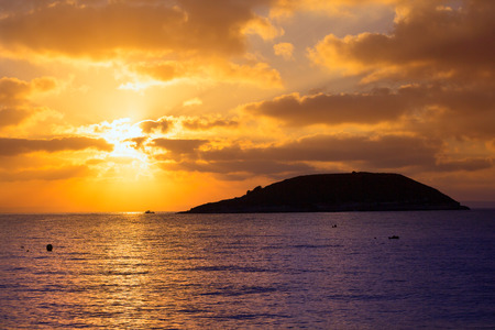 Mallorca sunrise in Magaluf Palmanova beach Magalluf in Balearic Islands Spainの写真素材