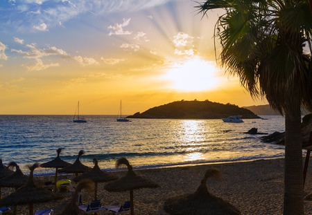Majorca sunset in sant Elm near sa Dragonera at Mallorca Balearic islands of spainの写真素材