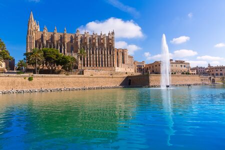 Majorca Palma Cathedral Seu Seo of Mallorca at Balearic Islands Spainの写真素材
