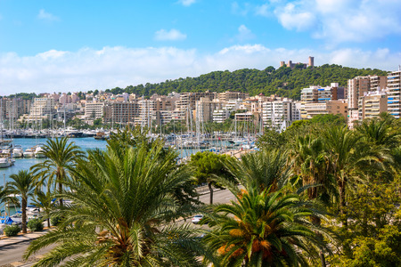 Palma de Majorca skyline with Bellver castle in Mallorcaのeditorial素材