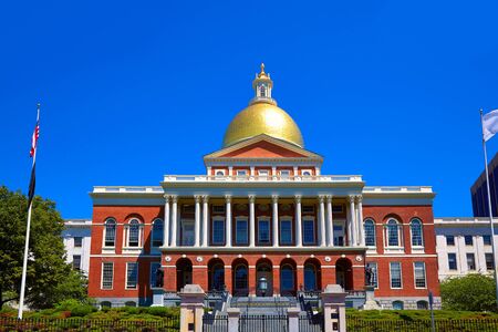Boston Massachusetts State House golden dome in USAの写真素材