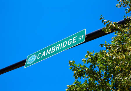 Boston Cambridge street sign in  Massachusetts USA