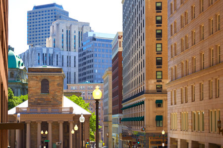 Boston Kings Chapel in Tremont st and School street Massachusetts USAの写真素材