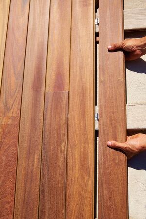 Ipe teak decking deck wood installation clips fastenersの写真素材