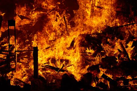 Fallas fire burning in Valencia fest at March 19 th Spain traditionの写真素材