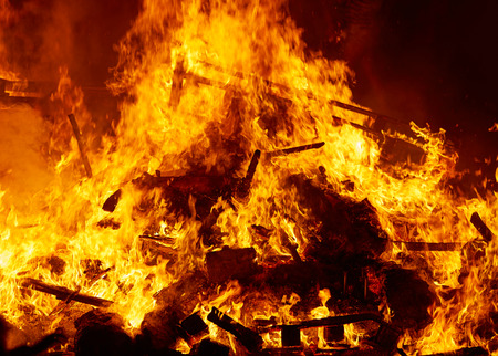 Fallas fire burning in Valencia fest at March 19 th Spain tradition