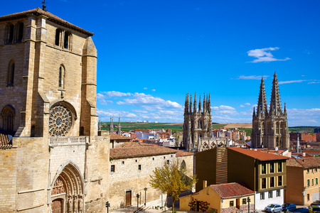 Burgos San Esteban church facade in Castilla Leon of Spainの写真素材