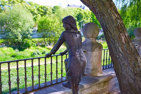 Burgos paseo espolon park woman statue in Castilla Spainの写真素材