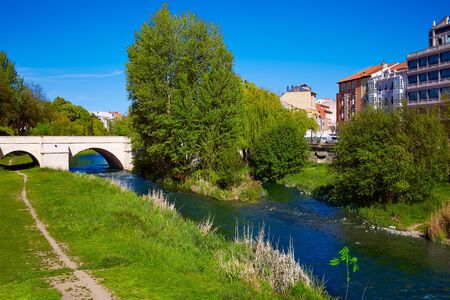 Burgos Arlanzon river in Castilla Leon of Spainの写真素材
