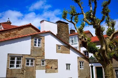 Santiago de Compostela facades end of Saint James Way in Galicia Spain