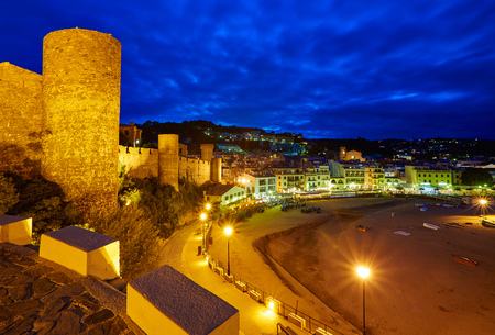 Tossa de Mar sunset in Costa Brava of Catalonia spainのeditorial素材